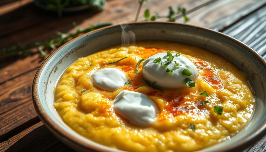 Rezept für Polenta mit Käse und Sauerrahm