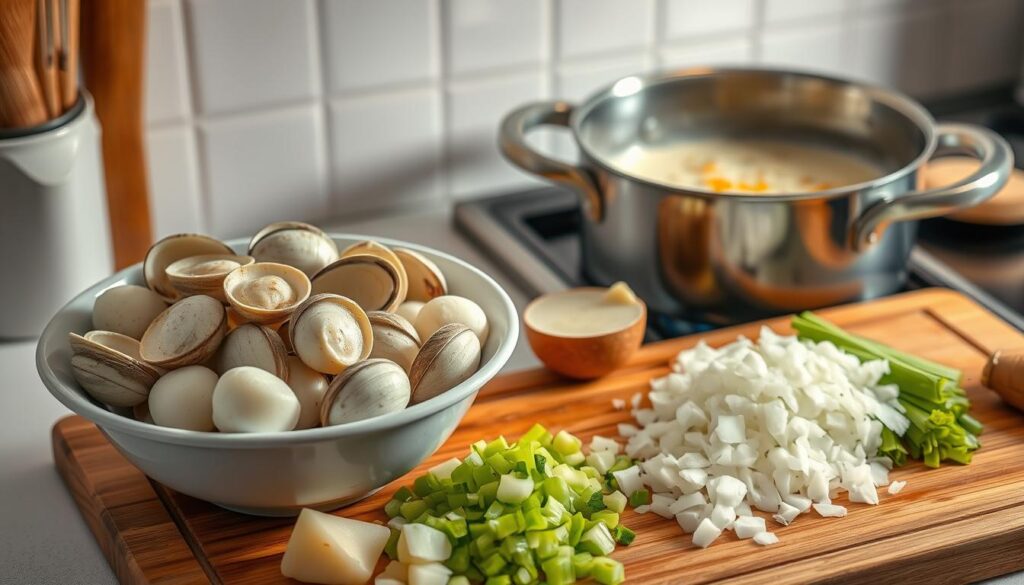 Vorbereitung von Clam Chowder