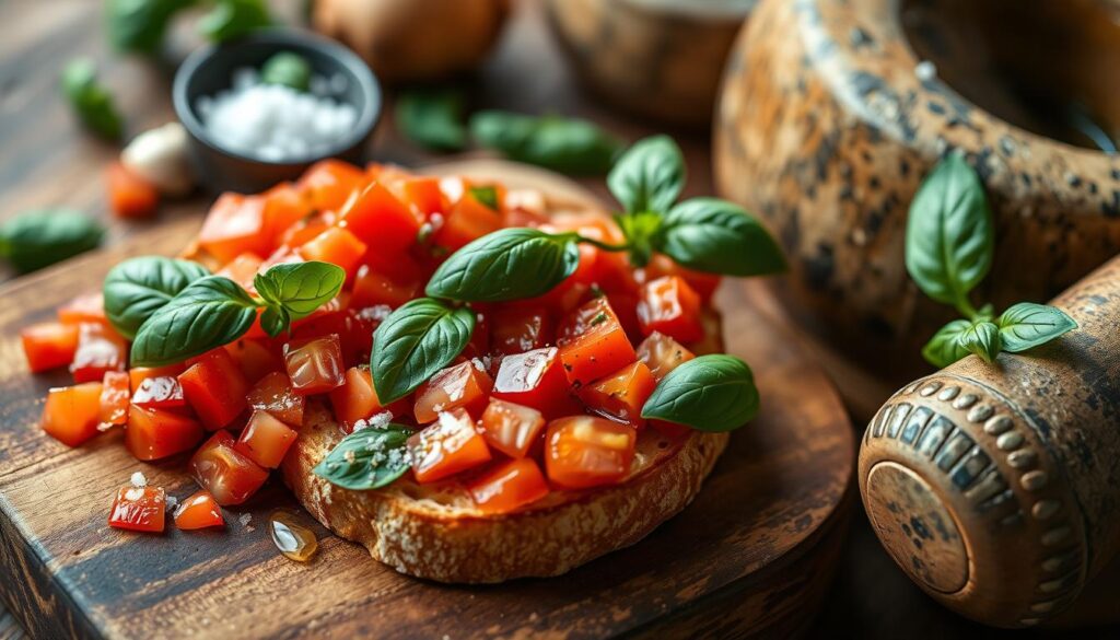 Würzen von Bruschetta