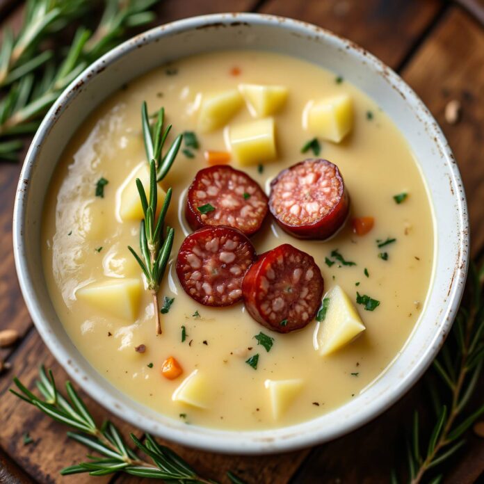 Kartoffelcrèmesuppe mit Würstchen Rezept | gutgemacht.at