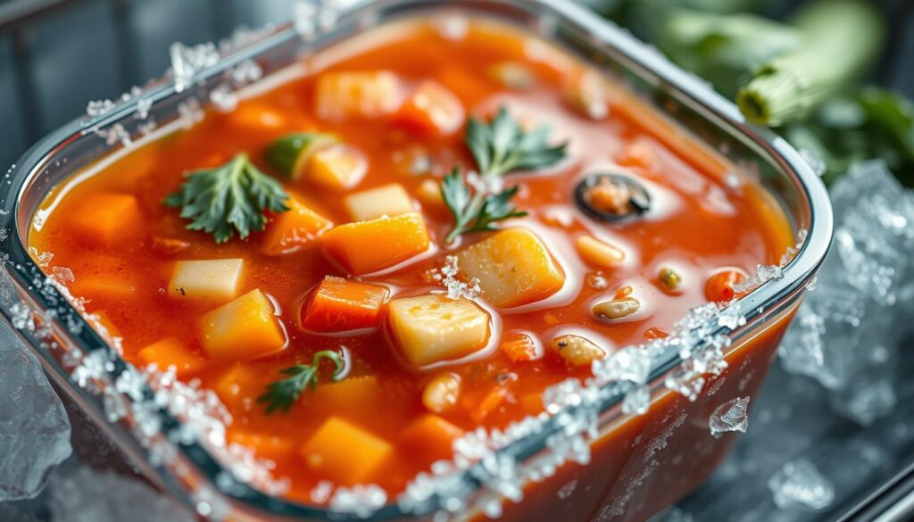 Einfrieren von Minestrone-Suppe