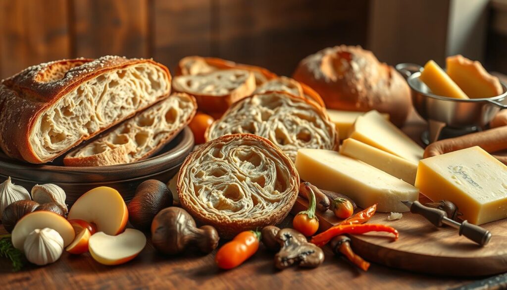 Brot und Beilagen für Fondue